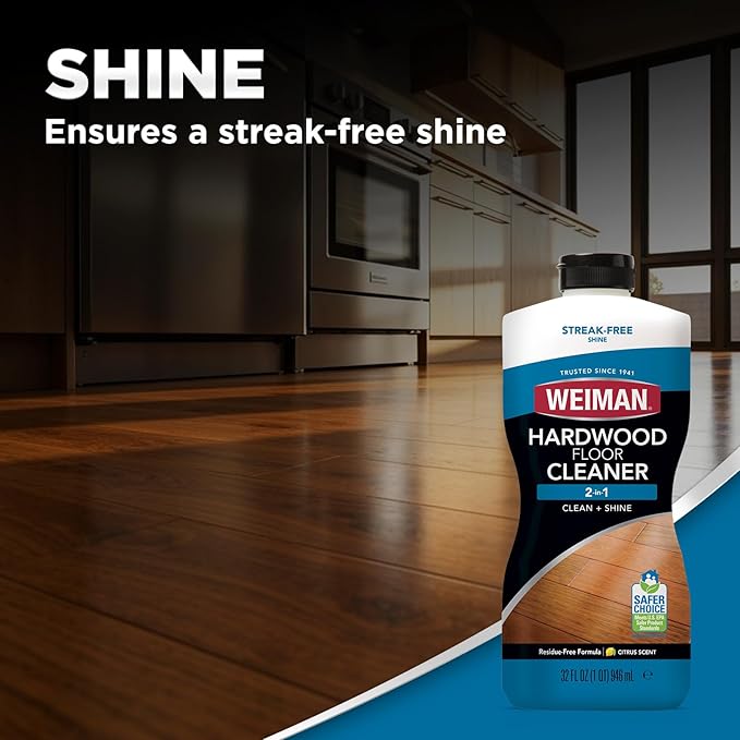 Weiman Hardwood Floor Cleaner and Polish Restorer Combo - 2 Pack - High-Traffic Hardwood Floor, Natural Shine, Removes Scratches, Leaves Protective Layer