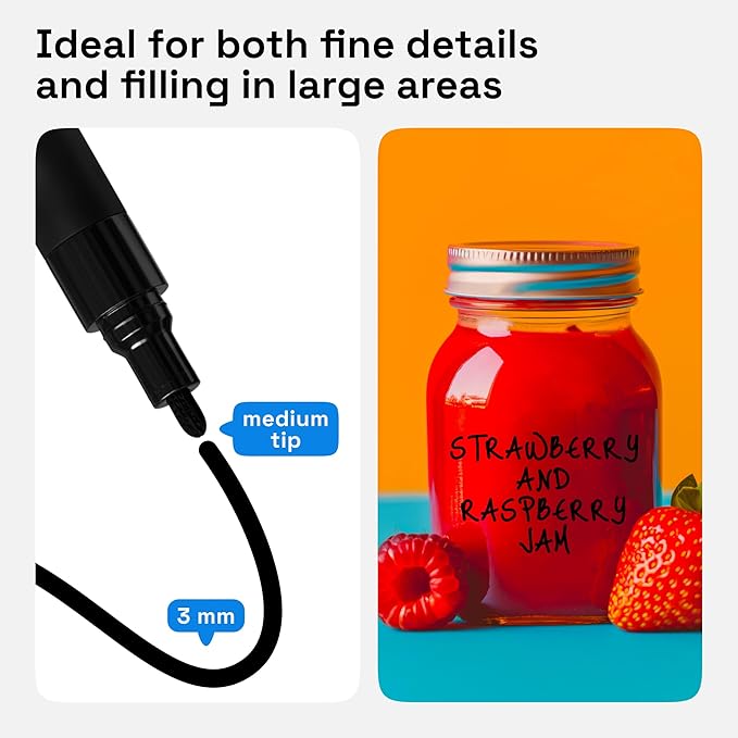 ARTISTRO 2 Black Permanent Marker - Waterproof Markers for Tire, Fabric, Rocks, Glass, Ceramic, Wood, Paper - Oil Based Paint Pens - Medium Tip 3mm