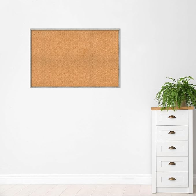 Amanti Art Natural Cork Board for Wall, 31x47 Vision Board with White Frame, Oversize Corkboard Office Decor for Home Organization, Cottage Corkboard Pinboard to Display Items for Home Organization