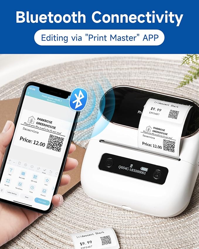 Phomemo M220 Label Maker, New Flagship 3.14 Inch Bluetooth Portable Thermal Label Printer for Barcode, Address, Labeling, Mailing, File Folder, Easy to Use, Support Phone&PC