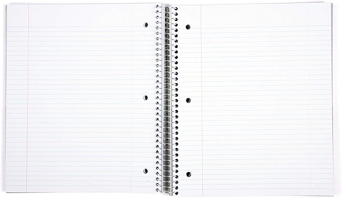 Mintra Office Durable Spiral Notebooks, 5 Subject (Red, College Ruled 1pk)