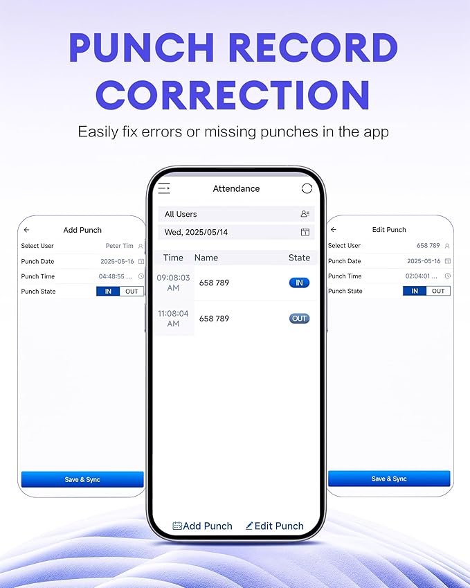 NGTeco APP-Based Time Clocks for Employees Small Business, W2 (Fingerprint+Password) Times Clock, 2.4GHz WiFi Clock in Clock Out Machine Support Shift Schedules, iOS & Android APP, No Monthly Fee