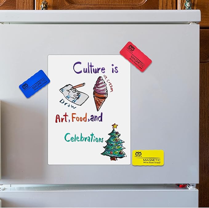 OWLKELA Dry Erase Erasers, Magnetic Whiteboard Erasers 8 Pack, Magnetic Dry Erasers for White Board, White Board Markers Dry Erase, Ideal for Classroom, Home, Office