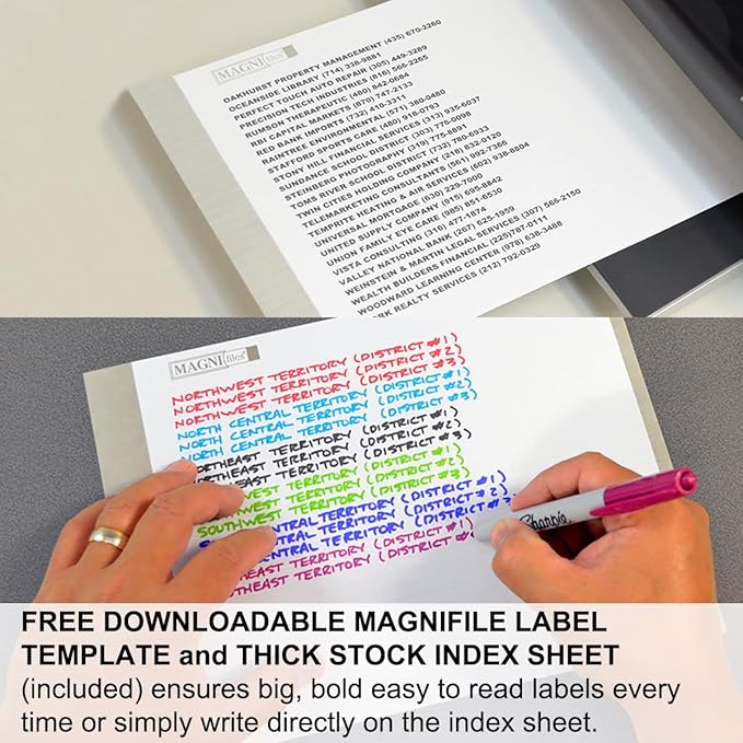Ultimate Office MagniFile Hanging File Folders V- Bottom Letter Size with 11 inch Magnified Indexes That Double The Size of Your File Titles to Find Files Fast. (Set of 5 Frost)