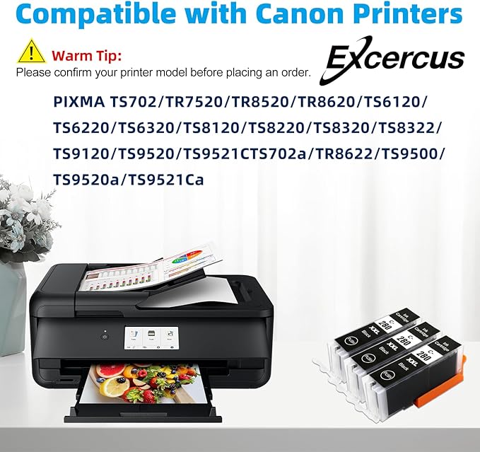 Compatible Ink Cartridge Replacement for for Canon pg280 bk PGI-280 PGI-280XXL BK Black Ink TankWorks for PIXMA TR7520 TR8520 TR8620 TS6120 TS6320 TS8220 TR8622 TS9120 Printers（3Pack）