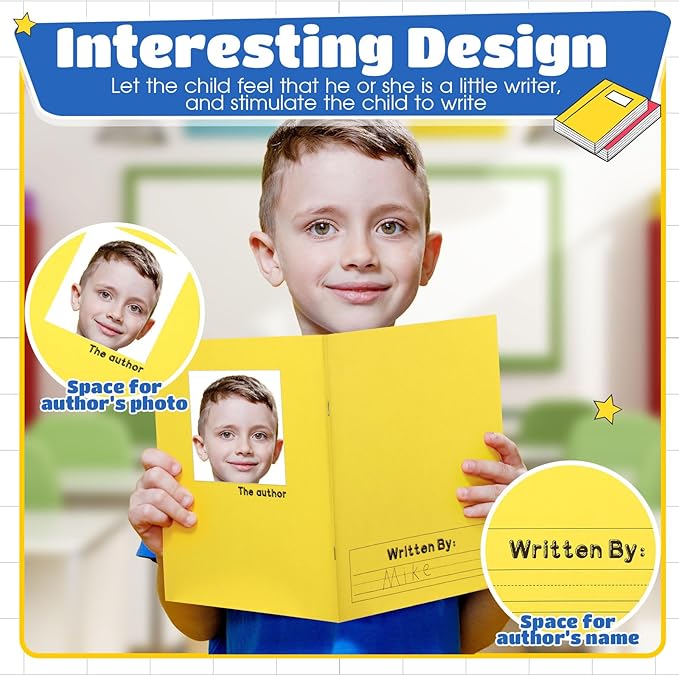 Henoyso 24 Pcs Primary Composition Notebook K-2 9 3/4 x 7 1/2 Inch Primary Journal, Back to School Supplies, Bulk Blank Writing Book for Kid to Write Draw Journal 60 Page Notebooks (Colorful)