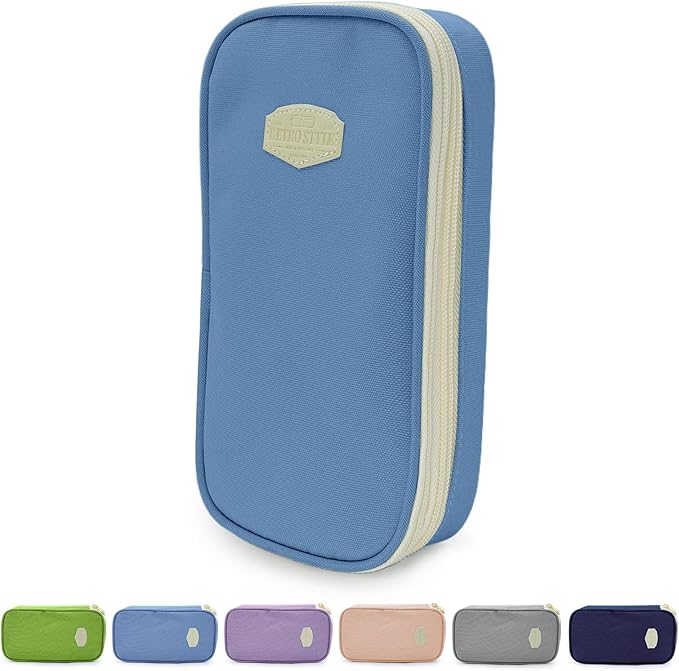 Large Capacity Pencil Case - Durable Zipper Aesthetic Pen Pouch, Big Storage Organizer for School, Office & Travel - Waterproof & Multi-Use (Light Blue)