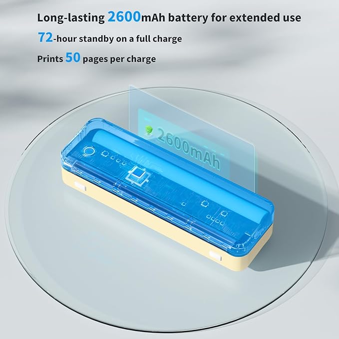 JADENS Portable Printers Wireless for Travel, Thermal Inkless Printer, Support 8.5" X 11" Thermal Paper(Yellow)