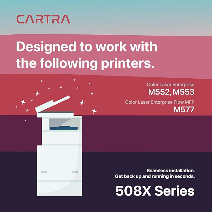 508X 508A Toner Cartridges 4 Pack, Compatible Replacement for HP 508X, HP 508A Cyan Magenta Black Yellow Ink Cartridges for HP Printers, Work with HP Color Laser Printer M553 M577, Flow MFP M577