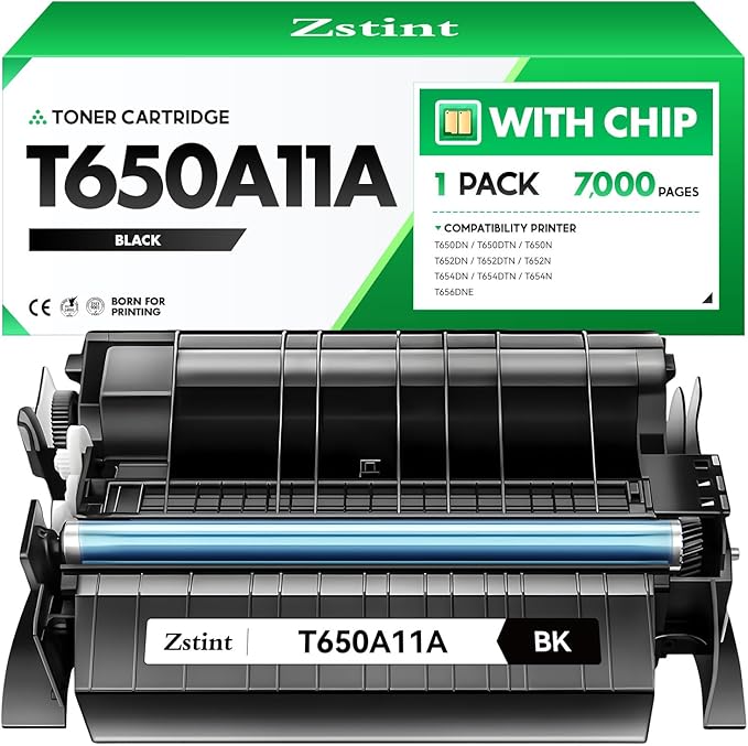 T650A11A Toner Cartridge with chip Black High Yield 1-Pack Replacement for Lexmark T650A11A Toner Compatible with Lexmark T650DN T650DTN T650N T652DN T652DTN T652N T654DN T654DTN T654N T656DNE Printer