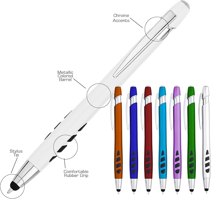 Personalized with Your Custom Logo or Text Pens-300 Pack Bulk-for Businesses, Parties, and Events, 2 in 1 Capacitive Stylus & Ballpoint Pen Compatible with Most Touchscreen Devices, Red