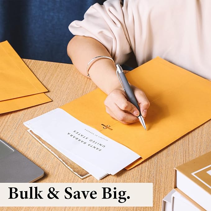 Ctosree 600 Pcs Manilla Envelopes Clasp Envelopes Bulk Brown Kraft Catalog Letter with Clasp Closure and Gummed Seal 28lb Heavyweight Paper (9 x 12 Inch)