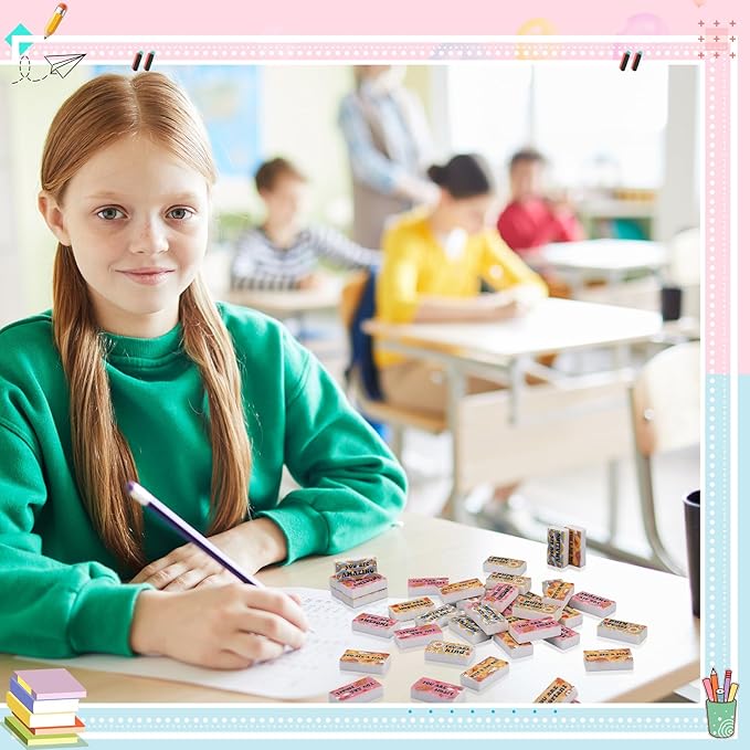 180 Pcs Inspirational Erasers for Kids Christian Pencil Erasers Bulk, Back-to-School Gifts Motivational and Cute Supplies for Students Classrooms, Drawing(Boho,Inspirational)