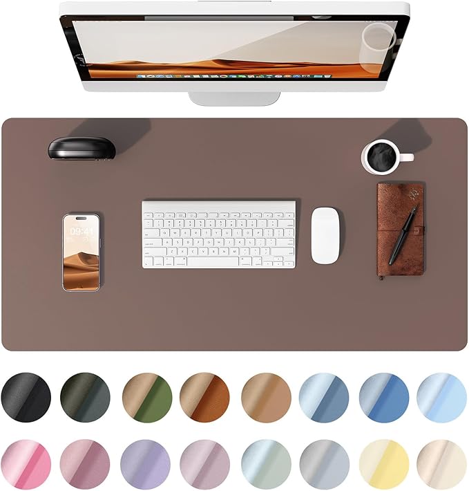 YSAGi Leather Desk Protector, Office Mat, Large Mouse Mat, Non-Slip PU Leather Blotter, Laptop Pad, Waterproof Writing Pad for Office and Home (Chocolate, 31.5" x 15.8")