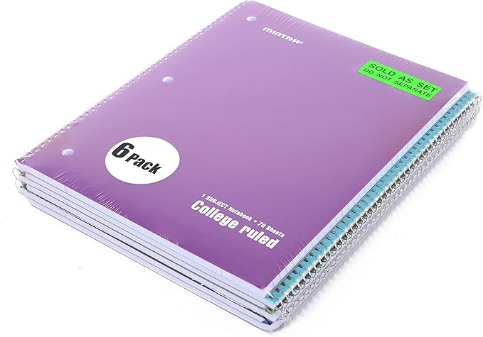 Mintra Office Spiral Notebooks (Solid - College Ruled, 24pk (4-6pks))