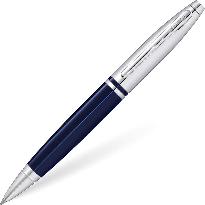 Cross Calais Refillable Ballpoint Pen, Medium Ballpen, Includes Premium Gift Box - Chrome/Blue