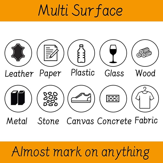 TFIVE Paint Pens Paint Markers Never Fade Quick Dry and Permanent, 12 Color Oil-Based Waterproof Marker Pen Set for Rock Painting, Ceramic, Wood, Fabric, Plastic, Canvas, Glass, Mugs