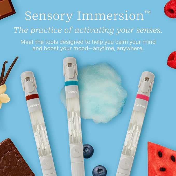 Lifelines Pen Diffuser Set, Cotton Candy - 1mm Black Ballpoint Pen with Scented Essential Oil Blend & 2 Ink Refills – Aromatherapy Diffuser & Sensory Immersion Diffuse Aroma As You Write