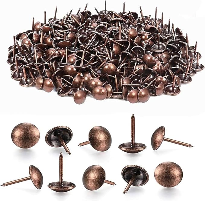 500Pcs Upholstery Tacks, BetterJonny Decorative Furniture Nails Pins 17X11MM Red Metal Thumb Tacks for Upholstered Furniture Cork Board, Home Decor…