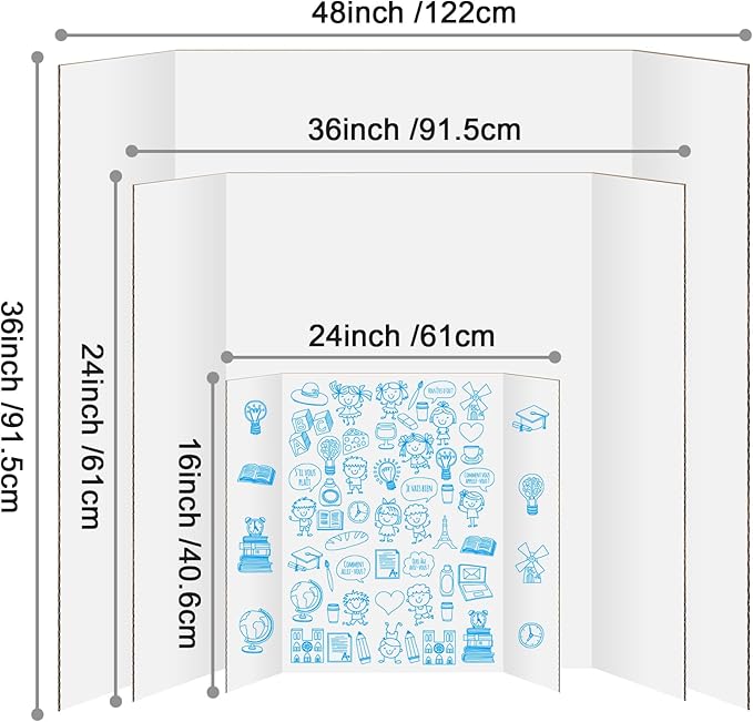 6 Pack Trifold Poster Board, IKAYAS 24" X 36" Single sided White Tri-fold Poster Boards, Science Fair Display Boards Posterboard Foamboard for Mounting, Art, Display, Projects Classroom Supplies