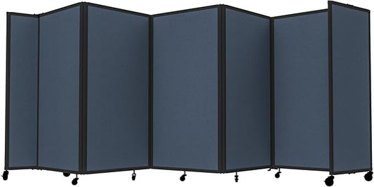 Versare Room Divider 360 Portable Wall Partition | Folding Panels | Large Freestanding Divider | Locking Wheels | Temporary Room Separator