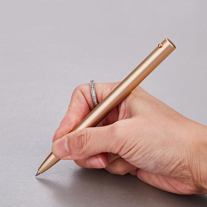 DUNBONG Retractable Metal Gel Pen, 0.5mm Medium Point Ballpoint Pens, Black Gel Ink (Red)