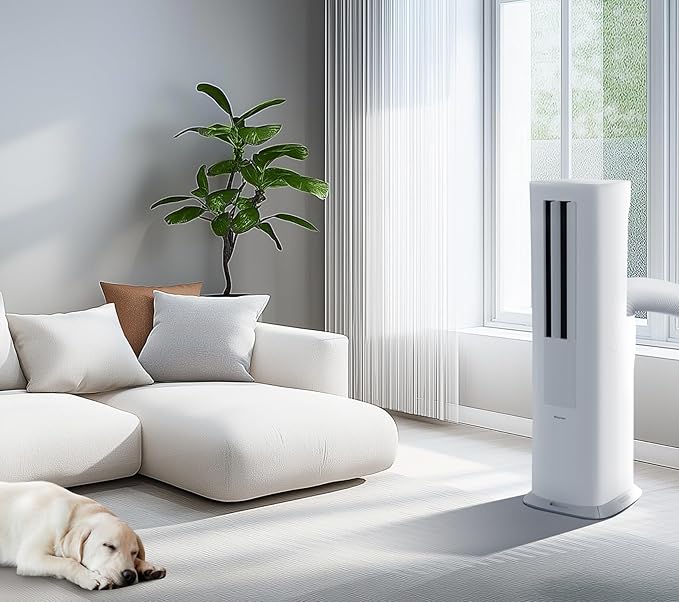 Hisense API0825UW1D Smart Inverter Twin Hose 8,000 BTU (DOE) 350 SF Heat/Cool Tower Portable Air Conditioner, White