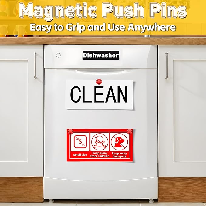 VNDUEEY 16 Pack Red Fridge Magnets, Refrigerator Magnet, Strong Magnets for Whiteboard, Magnetic Push Pins, Cute Magnet for Kitchen, Office, School, Adults