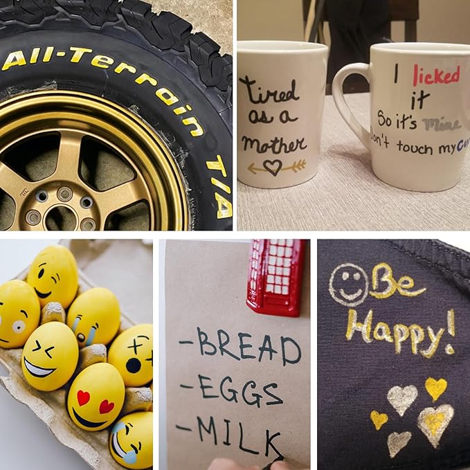 Overseas White Paint Pens Paint Markers - Permanent Acrylic Markers 2 Pack, Water Based, Quick Dry, Waterproof Marker Pen for Rock, Wood, Plastic, Metal, Canvas, Glass, Fabric, Mugs. Medium Tip