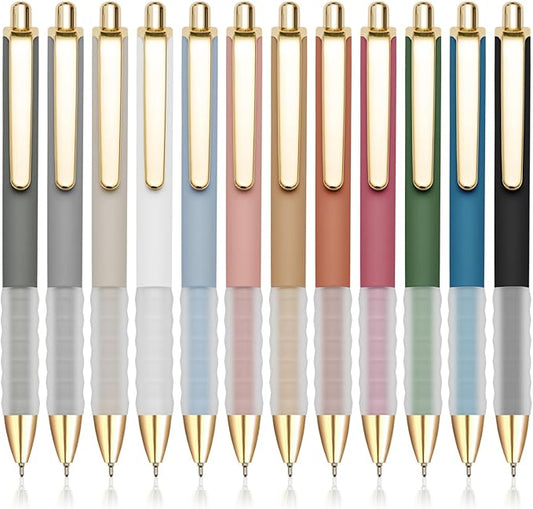 MiSiBao Black Ballpoint Pens 1.0mm Pens Retractable Ball Point Pens Smooth Writing (Plastic pen clip, 12-pack)