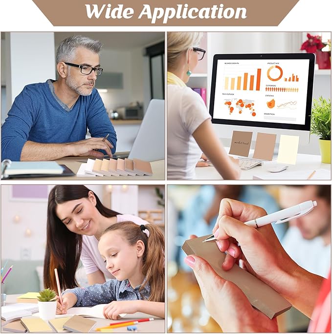 Fainne 60 Pads Sticky Notes Bulk 1.5 x 2 Inch Mini Self Stick Note Small Assorted Bright Colors Paper Memo for Office School Notebook Supplies 50 Sheets/pad (Simple Style,Khaki Series)