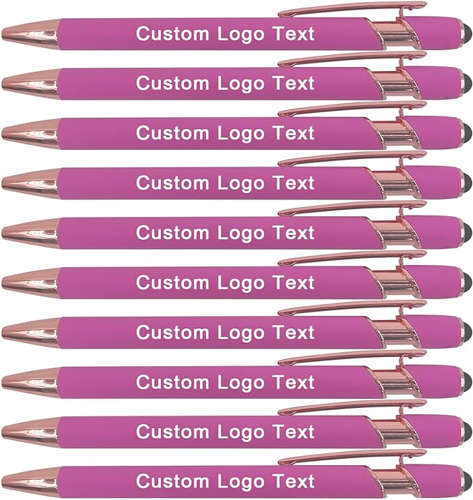 Custom Engraved Ballpoint Pens Bulk, Personalized with Name/Logo, Black or Blue Ink, Smooth Writing for Office, School, Business, Church, Reunion Pink 10 Pcs