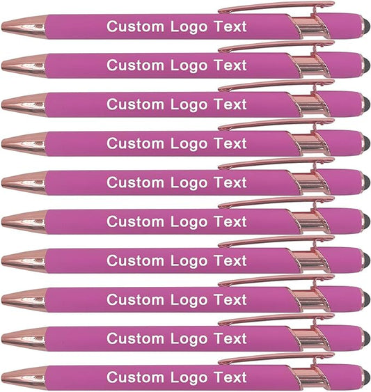 Custom Engraved Ballpoint Pens Bulk, Personalized with Name/Logo, Black or Blue Ink, Smooth Writing for Office, School, Business, Church, Reunion Pink 20 Pcs