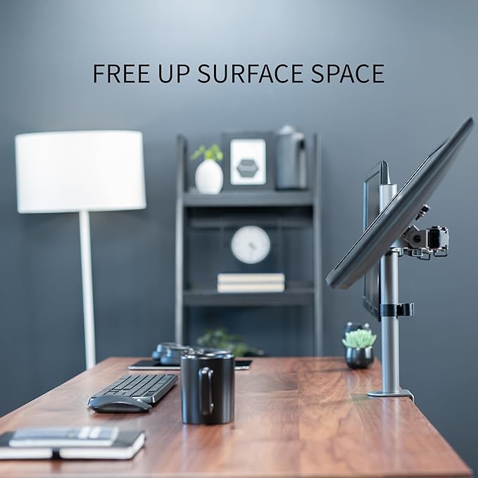 VIVO Dual Monitor Desk Mount, Heavy Duty Fully Adjustable Steel Stand, Holds 2 Computer Screens up to 30 inches and Max 22lbs Each, Gray Color, STAND-V002-GY