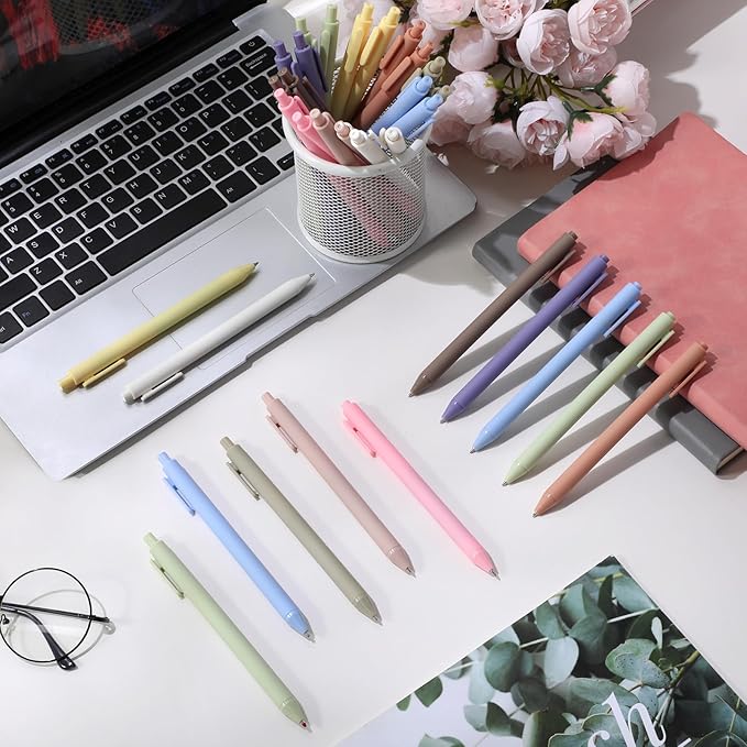 Crtiin 50 Pcs Gel Ink Pens Bulk Black Ink, Smooth Writing Cute Colorful Pens for Back to School First Day of School Teacher Student Server Office Supplies Staff Party Favor Gifts (Pastel Colors)