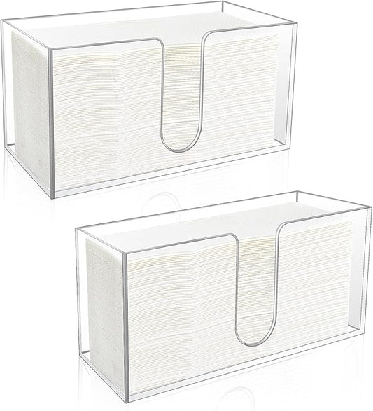 2Pack Acrylic Countertop Paper Towel Holder, Paper Towel Dispenser Countertop/Acrylic Napkin Holder(5mm Acrylic) C-fold or MultiFold Trifold Paper Towels for Bathroom, Kitchen,Restaurant (2)