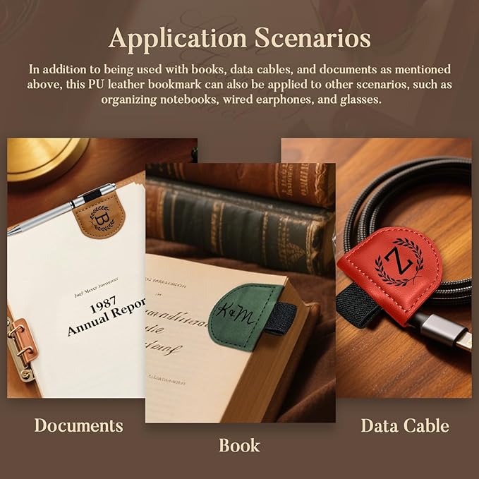 Personalized Bygone Mark Bookmark with Pen Holder,Engraving Leather Magnetic Bookmarks Vintage 26 Letters Name Initials Text Book Marker Clips Gifts for Reading Book Lovers Women (Red, Z)