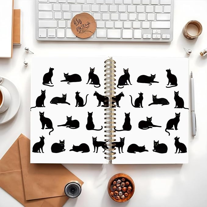Cat Notebook, Cat Journal - Cat Gift Journal, Black Cat Spiral Notebook, Black Cat Gifts, Cat Notepad, Cat Stationary, College Ruled Spiral Notebook 80 Sheets -160 Pages 5.5x8.3 Inch