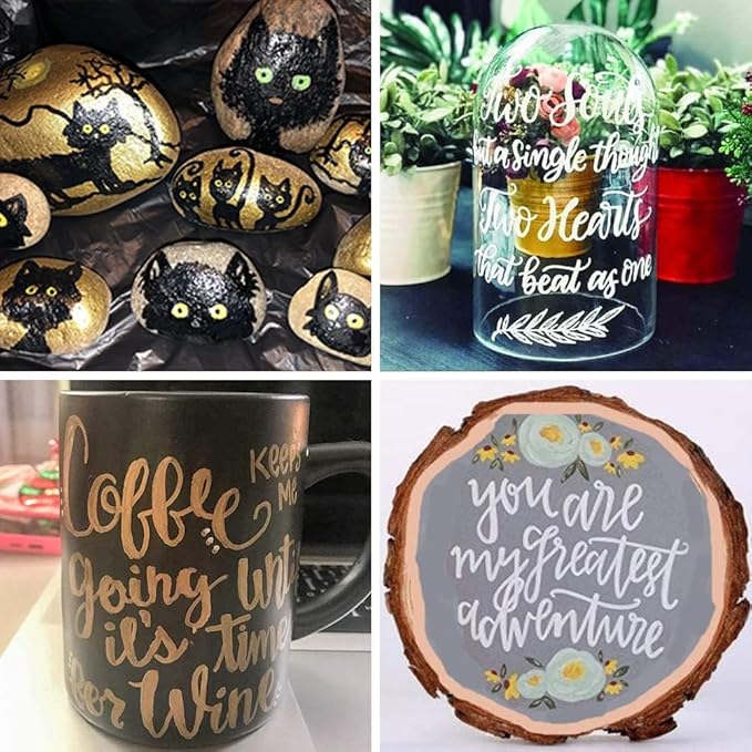 Overseas Permanent Paint Markers Pens - 3 Pack Red Oil Based Paint Pens, Medium Tip, Quick Drying and Waterproof Marker Pen for Metal, Rock, Wood, Fabric, Plastic, Canvas, Mugs, Stone, Glass