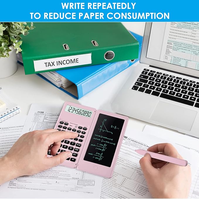 Scientific Calculators for Students, 10-Digit Large Screen, Math Calculator with Notepad, Classroom Must Haves for Middle High School Supplies & College （Pink