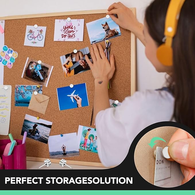 E BAVITE Push Pins Magnetic Thumb Tacks, 10 Sets Magnet Pushpins for Wall Bulletin Board Cork Board Cute Decorative Push Pin Clips Thumbtacks for Poster Hanger Photo Picture Hanging Accessories