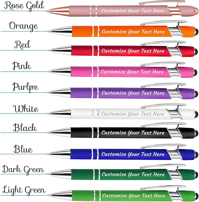 Personalized Pens Bulk 50 with Name Custom Engraving Ballpoint Pens with Stylus Tip Customized Smooth Writing Pens Personalized Gifts for Anniversary Birthday or Graduation(Red,Black Ink)