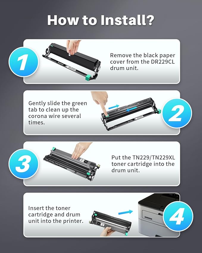 INK4U DR229CL Black Drum Unit Compatible Replacement for Brother DR-229CL DR229 Black Drum Unit for Brother HL-L3220CDW HL-L3280CDW MFC-L3720CDW MFC-L3780CDW HL-L3300CDW HL-L3295CD, 1 Black, No Toner