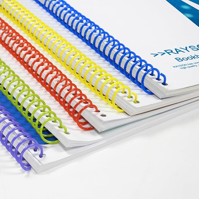 Rayson 5/8" Plastic Coil bindings Spines, 15.9mm Multicolored Spiral Binding Coil 4:1 Pitch, 140 Sheets Capacity, 100/Box for Business and Educational Purposes