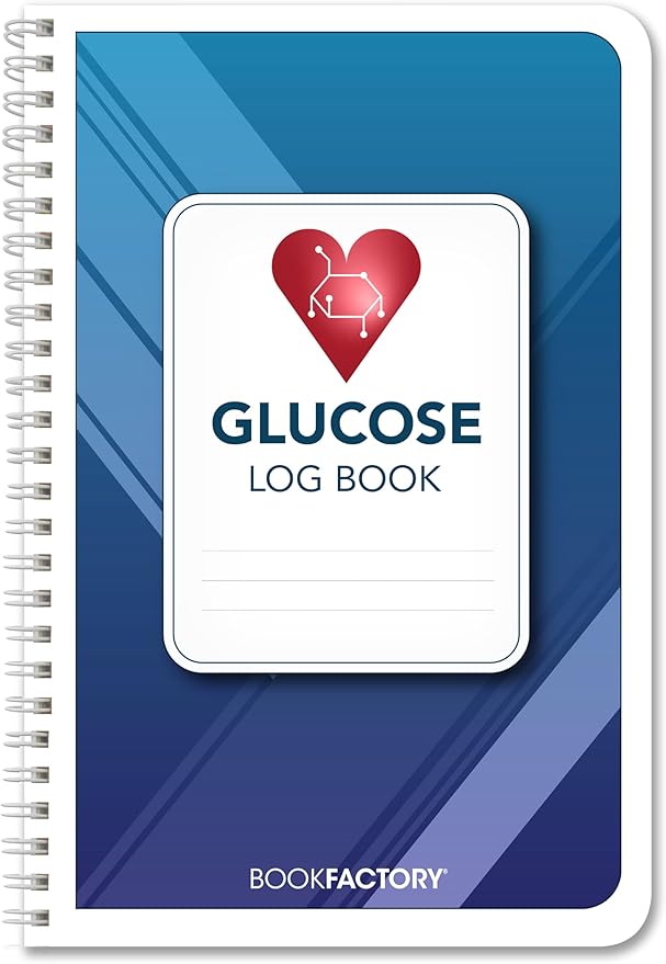 BookFactory Glucose Log Book Glucose Monitoring Logbook Personal Medical Tracking Notebook - 104 Pages, 6'' x 9'', Wire-O (Made in USA)