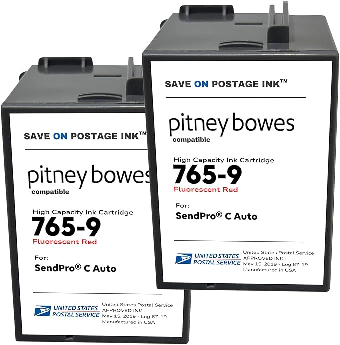 Save On Postage Ink 765-9 Compatible PB 765-9 SendPro MailStation Postage Meter Ink - Compatible PB Postage Meter Ink Cartridge for DM 300c, 400c, 450c and 475c | 2 Pack