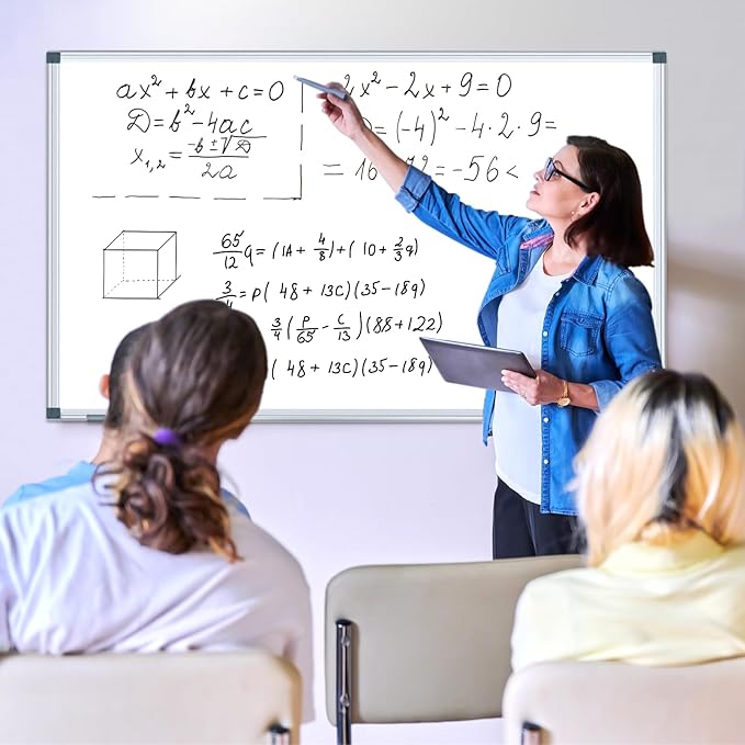 H-Qprobd White Board Dry Erase Boards for Wall 5' x 3' Magnetic Whiteboard - 60"x36" Aluminum Presentation Large Whiteboard with Long Pen Tray, 6 Markers, 2 Erasers &12 Magnets