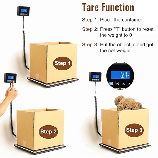 Miseyo 660lbs Heavy Duty Digital Shipping Scale - 0.7oz High Accurate Stainless Steel Postal Scale for Packages, Luggage, Small Business, Warehouse, Battery & Charging Cable Included