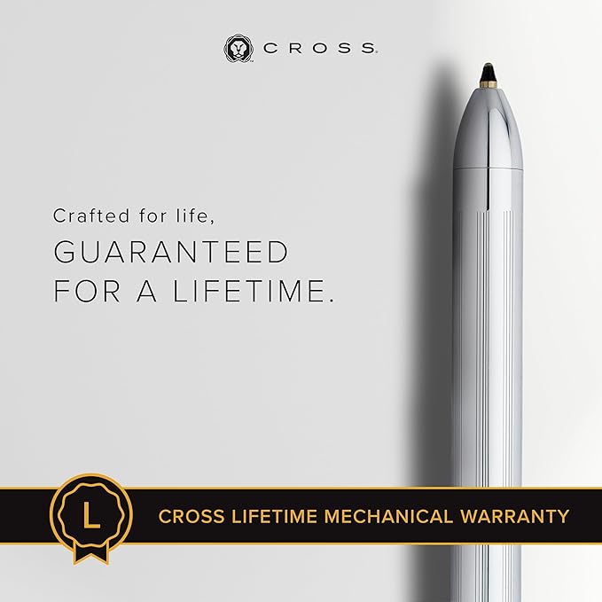 Cross Tech3+ Refillable Tech3+ Presented in a Premium Gift Box - Medium Point, Black Ink, Lustrous Chrome