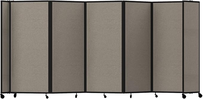 Versare Room Divider 360 Portable Wall Partition | Folding Panels | Large Freestanding Divider | Locking Wheels | Temporary Room Separator